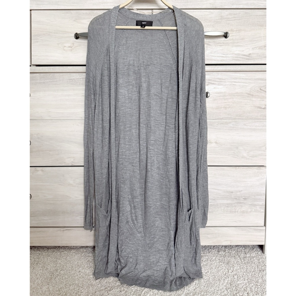 Mossino longline duster linen blend cardigan gray size medium